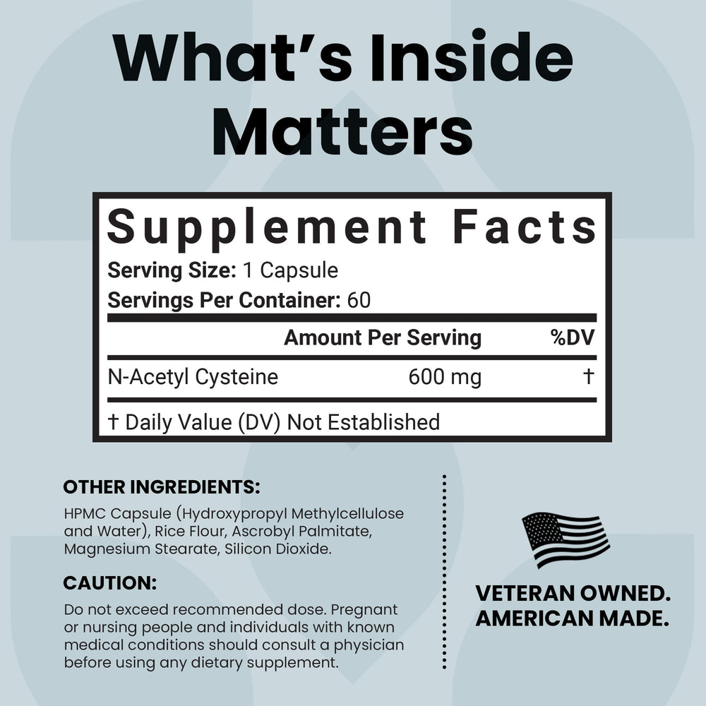 Luma Nutrition NAC 600 mg ingredients label emphasizes purity and minimal fillers.