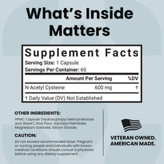 Luma Nutrition NAC 600 mg ingredients label emphasizes purity and minimal fillers.