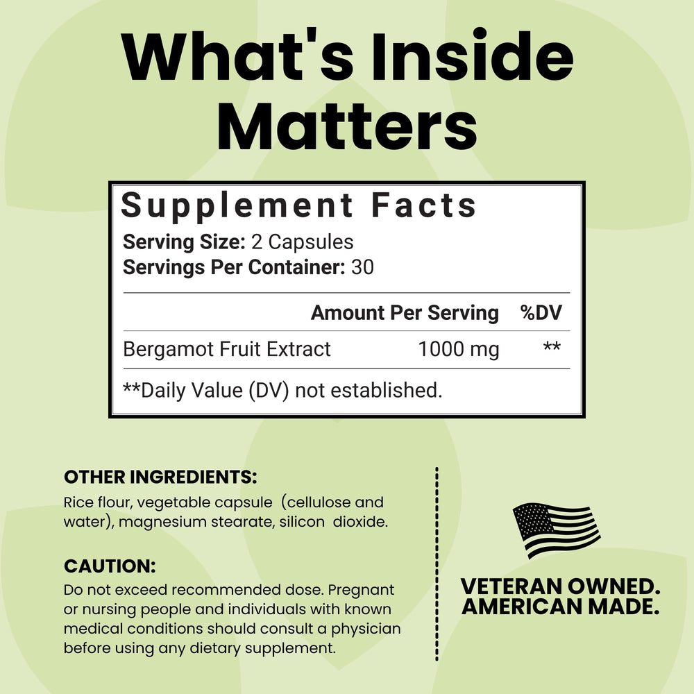 Luma Nutrition Citrus Bergamot 1000mg veteran-owned badge signals trusted sourcing.