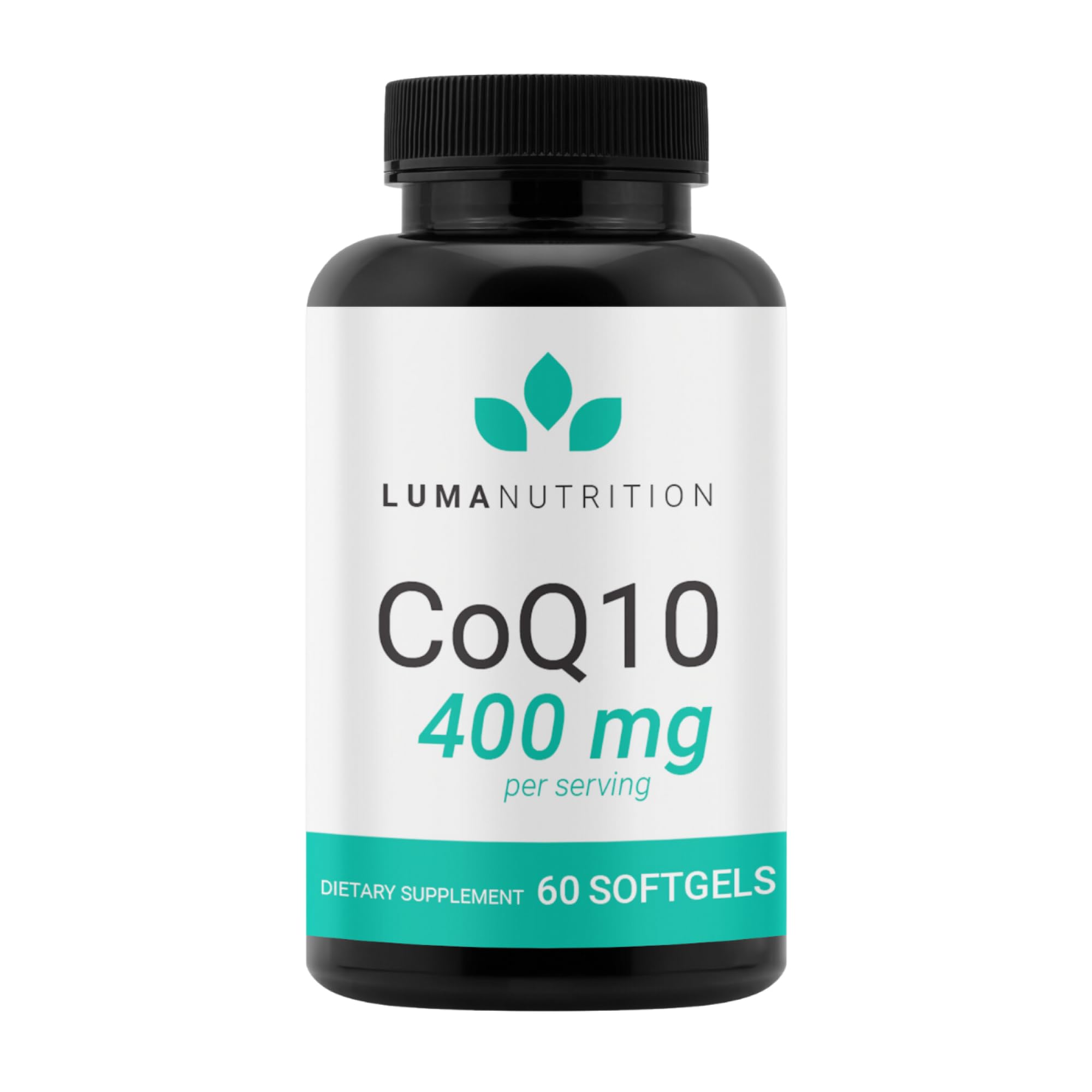 Luma Nutrition CoQ10 softgel bottle shown for daily heart support