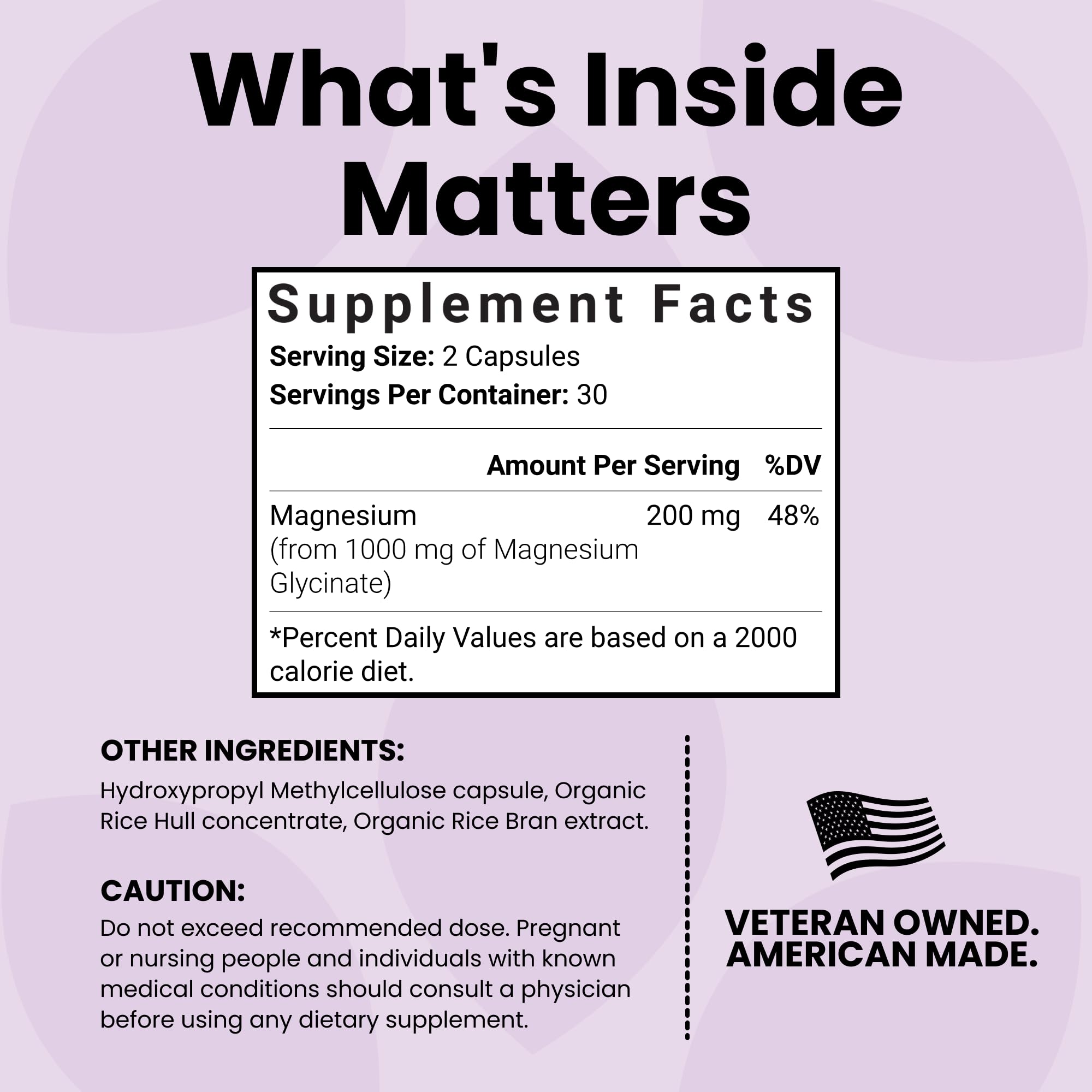 USA-made GMP-certified seal on Luma Nutrition magnesium glycinate packaging.
