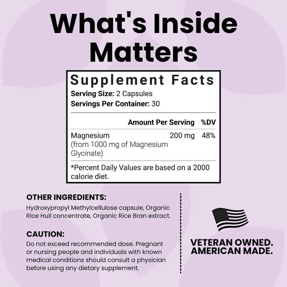USA-made GMP-certified seal on Luma Nutrition magnesium glycinate packaging.