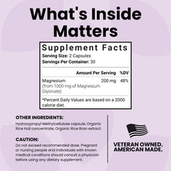 USA-made GMP-certified seal on Luma Nutrition magnesium glycinate packaging.