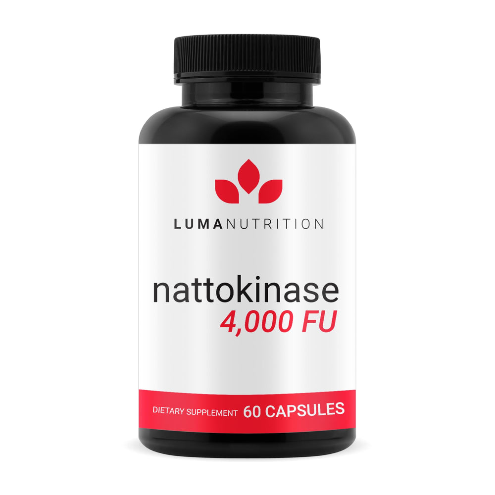 Luma Nutrition nattokinase bottle front shows 4000 FU potency for daily wellness.