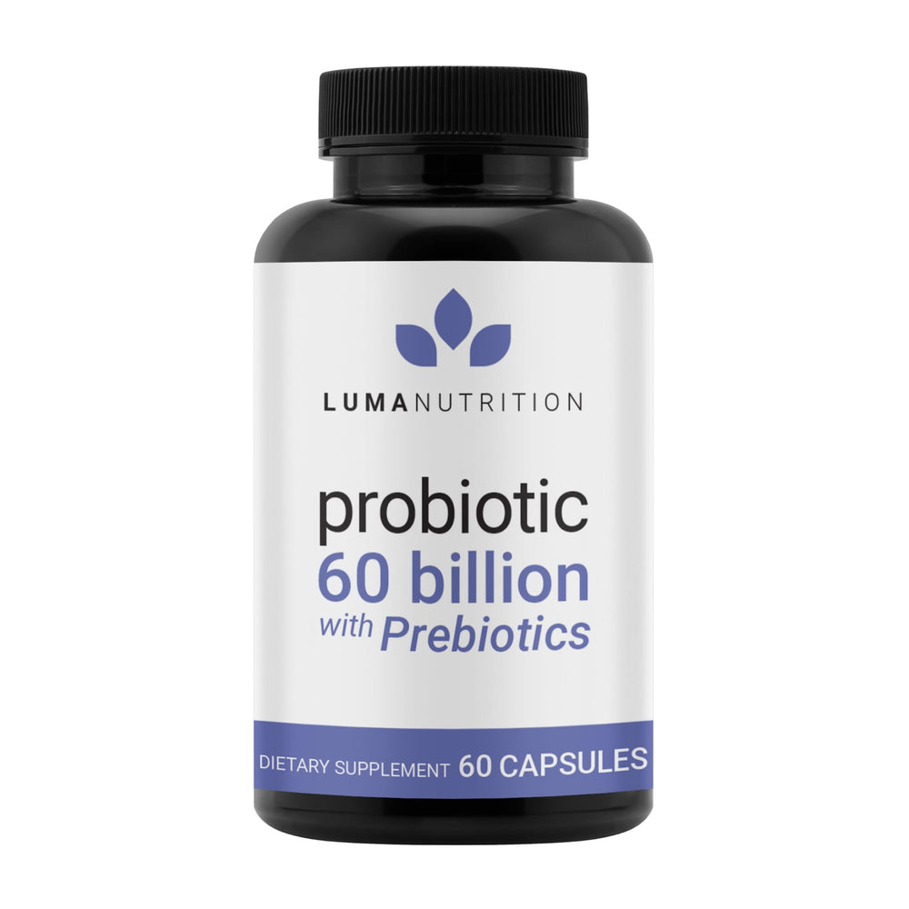 Luma Nutrition Probiotics 60 Billion bottle supporting gut health and immune balance.