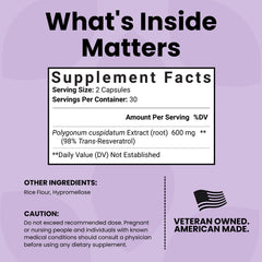Packaging box of Luma Nutrition Resveratrol emphasizing vegan, gluten-free formula.