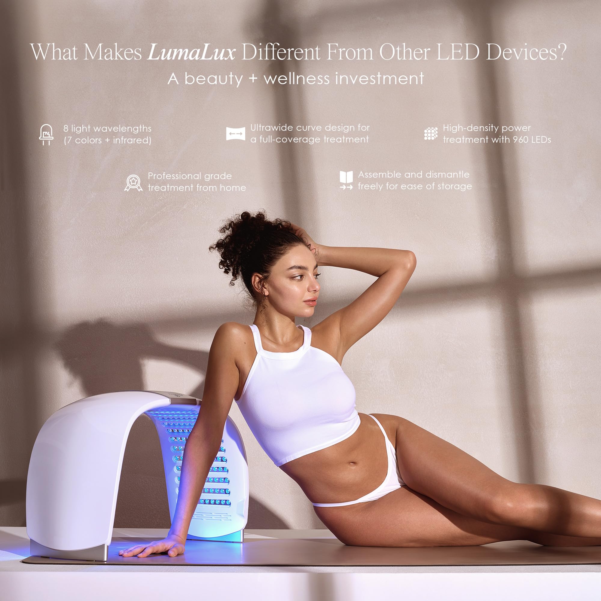 Project E Beauty Lumalux Dome in a home spa setup for convenient sessions