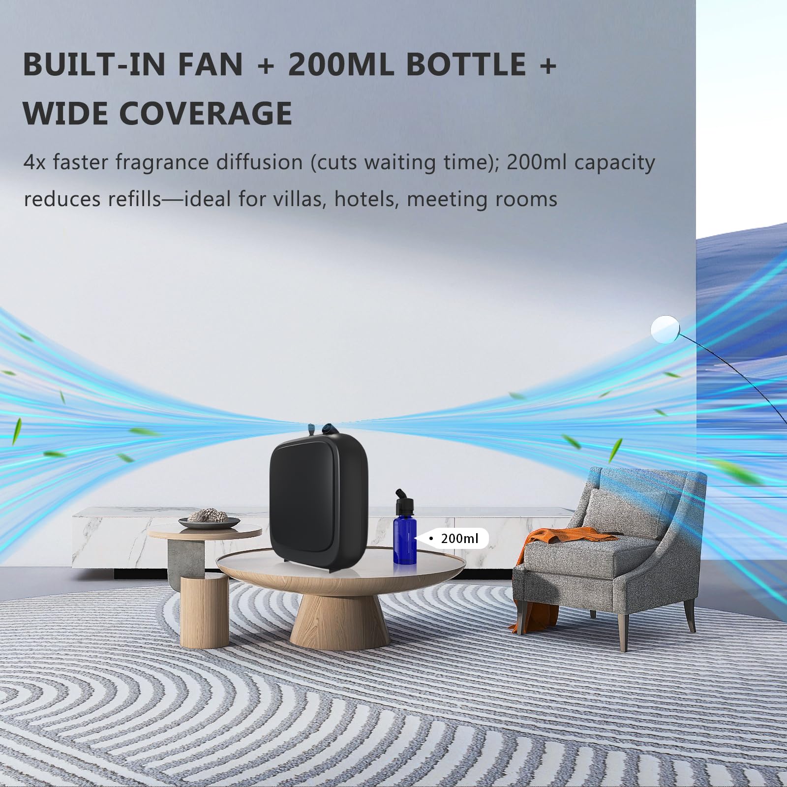 LumeCove indoor diffuser suitable for desktop placement and room-wide diffusion