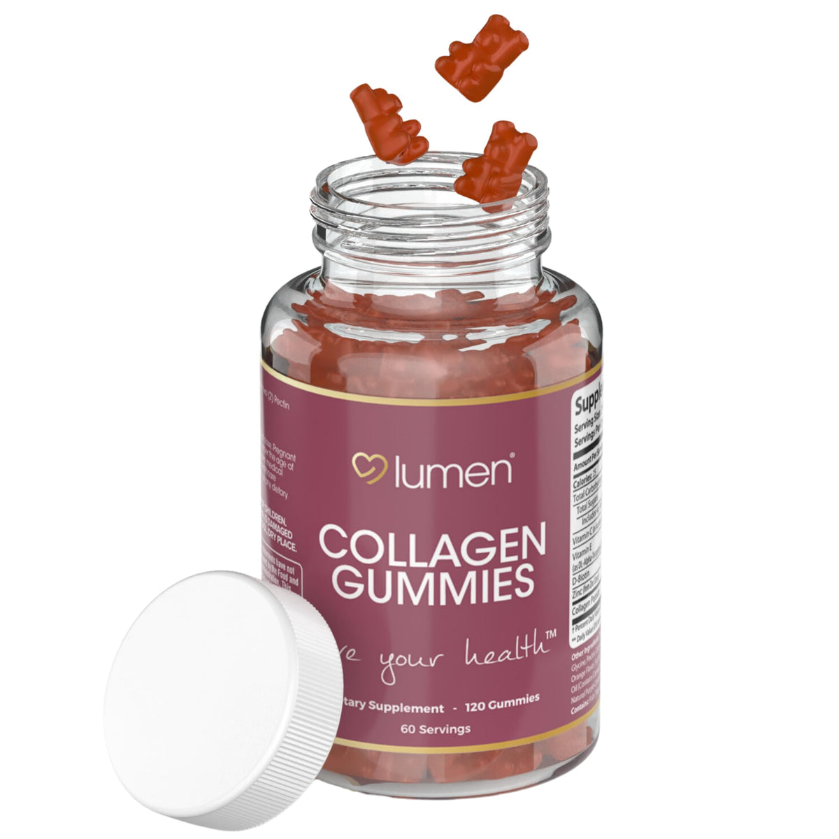 Lumen Naturals Collagen Gummies bottle front view for daily beauty ritual.
