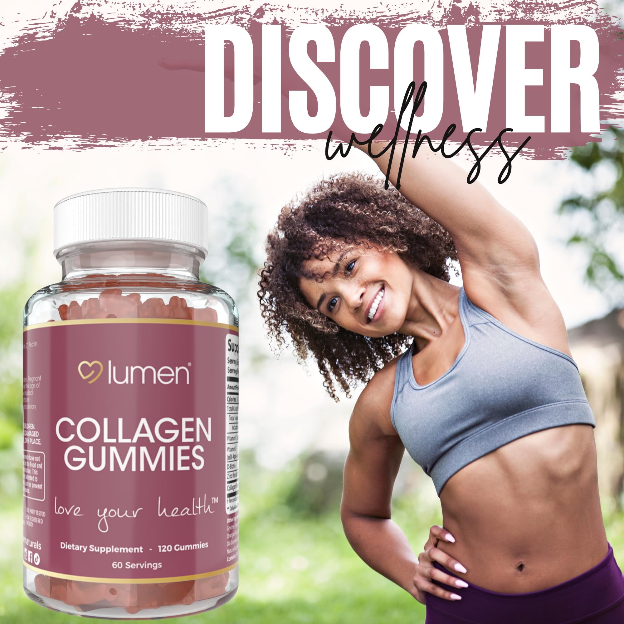 Lumen Naturals Collagen Gummies on vanity to support a simple skincare routine.