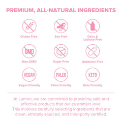 Lumen Naturals gut health supplement pack displayed on a clean surface