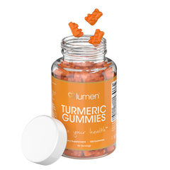 Lumen Naturals turmeric gummies bottle with ginger flavor for easy daily support.
