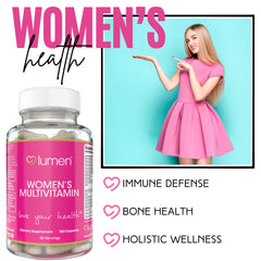 Lumen Naturals Women's Multivitamin bottle back showing ingredients and vitamins