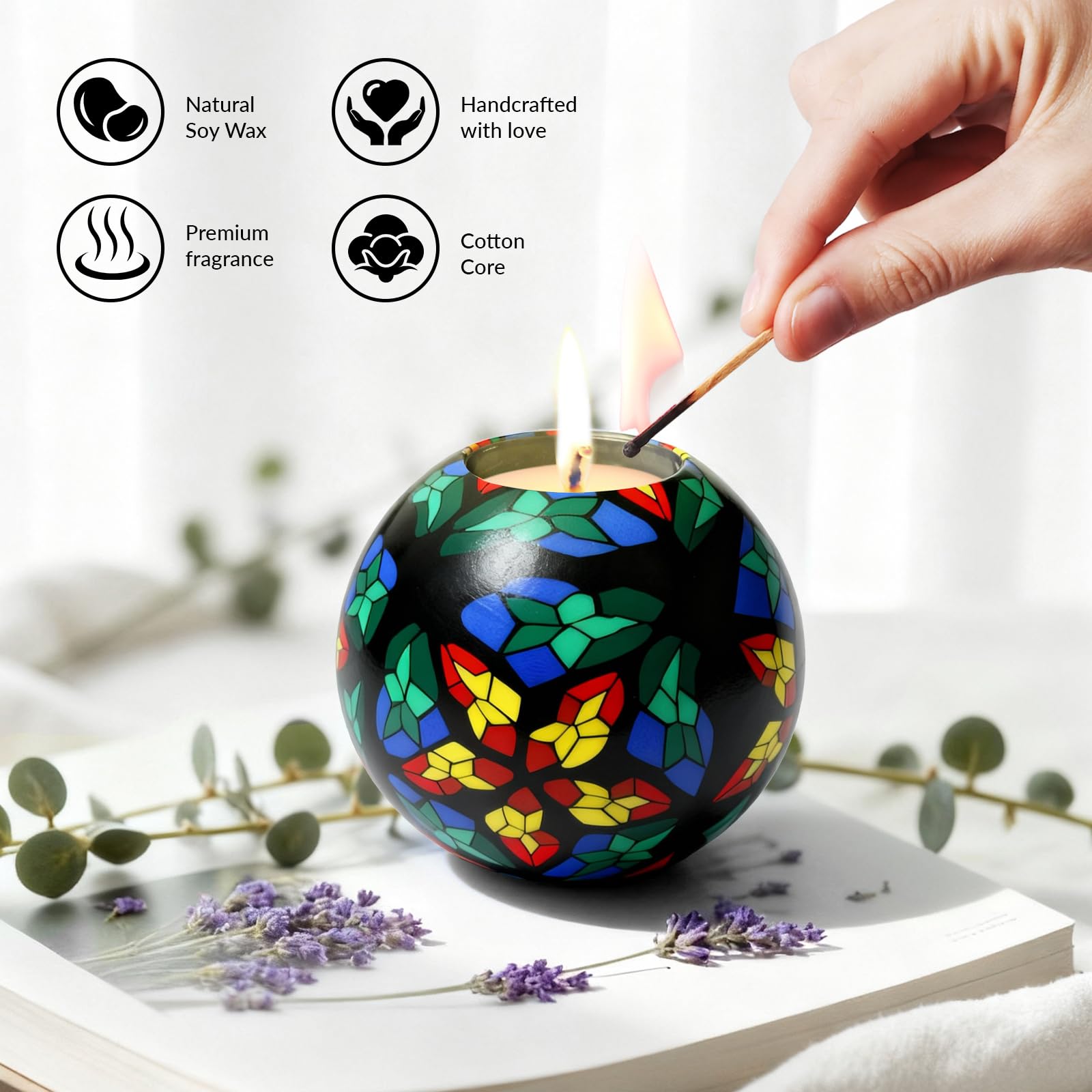LumeTon Alan's Candle mini spherical design adds artistic flair to home décor