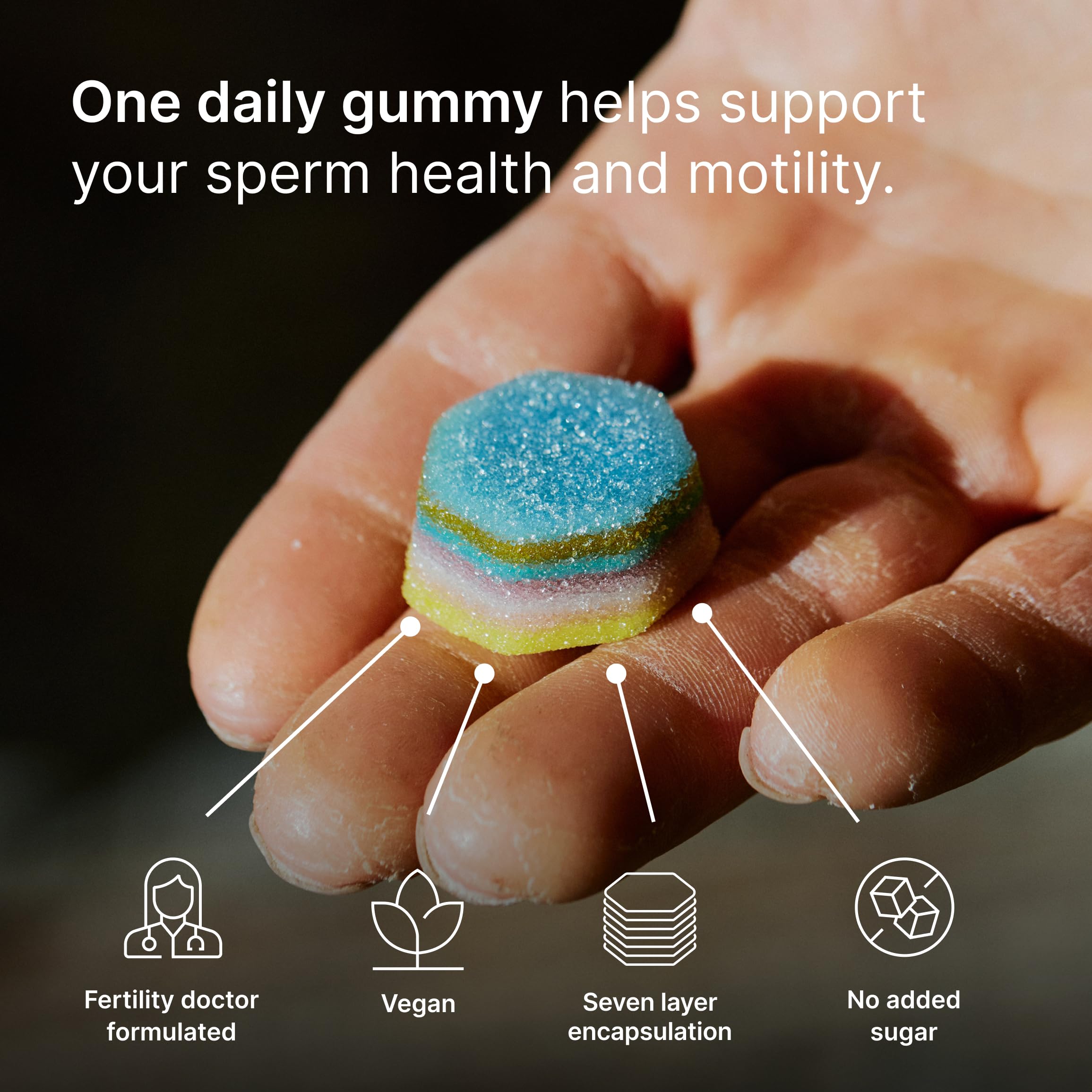Luminary Create for Men gummies close-up showing texture and flavor