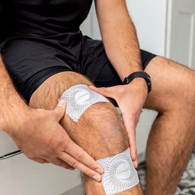 LUMINAS Relief Patch used on the knee for flexible mobility and focused relief.