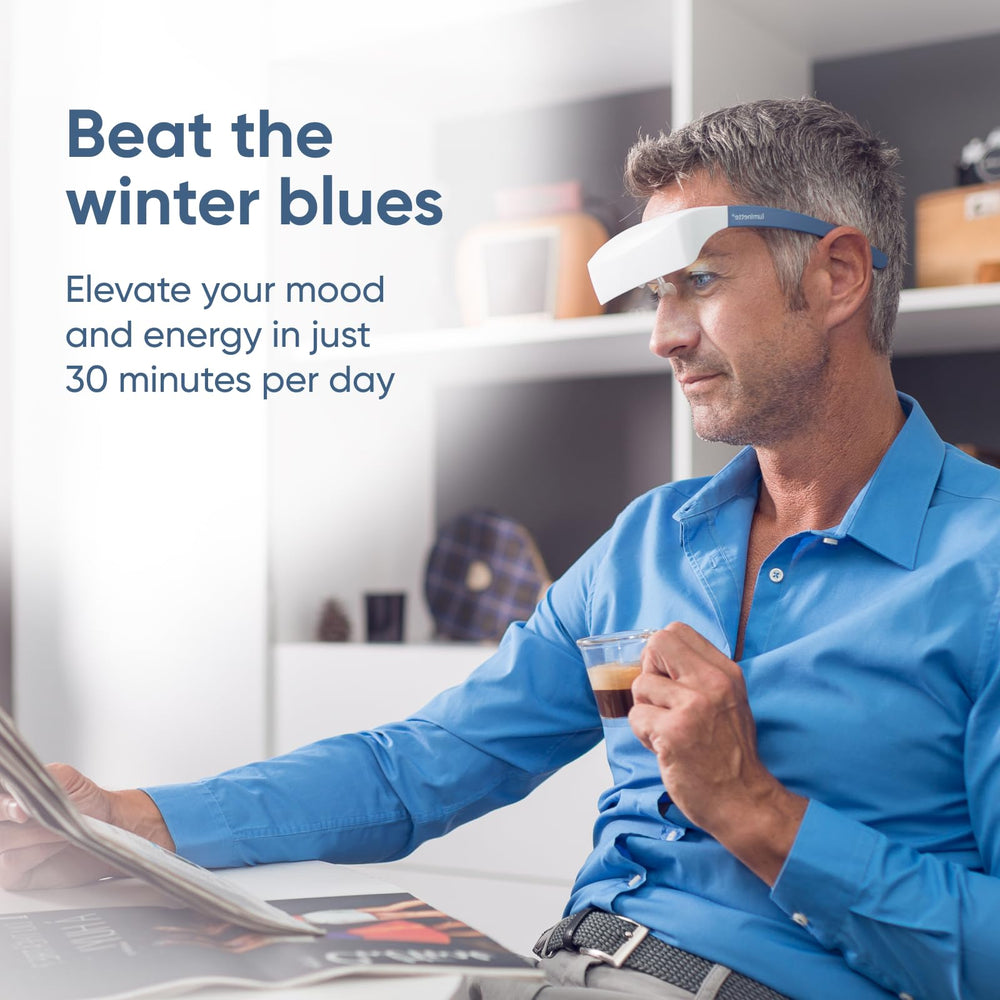 Luminette 2 used at home or work supporting mood and sleep routines