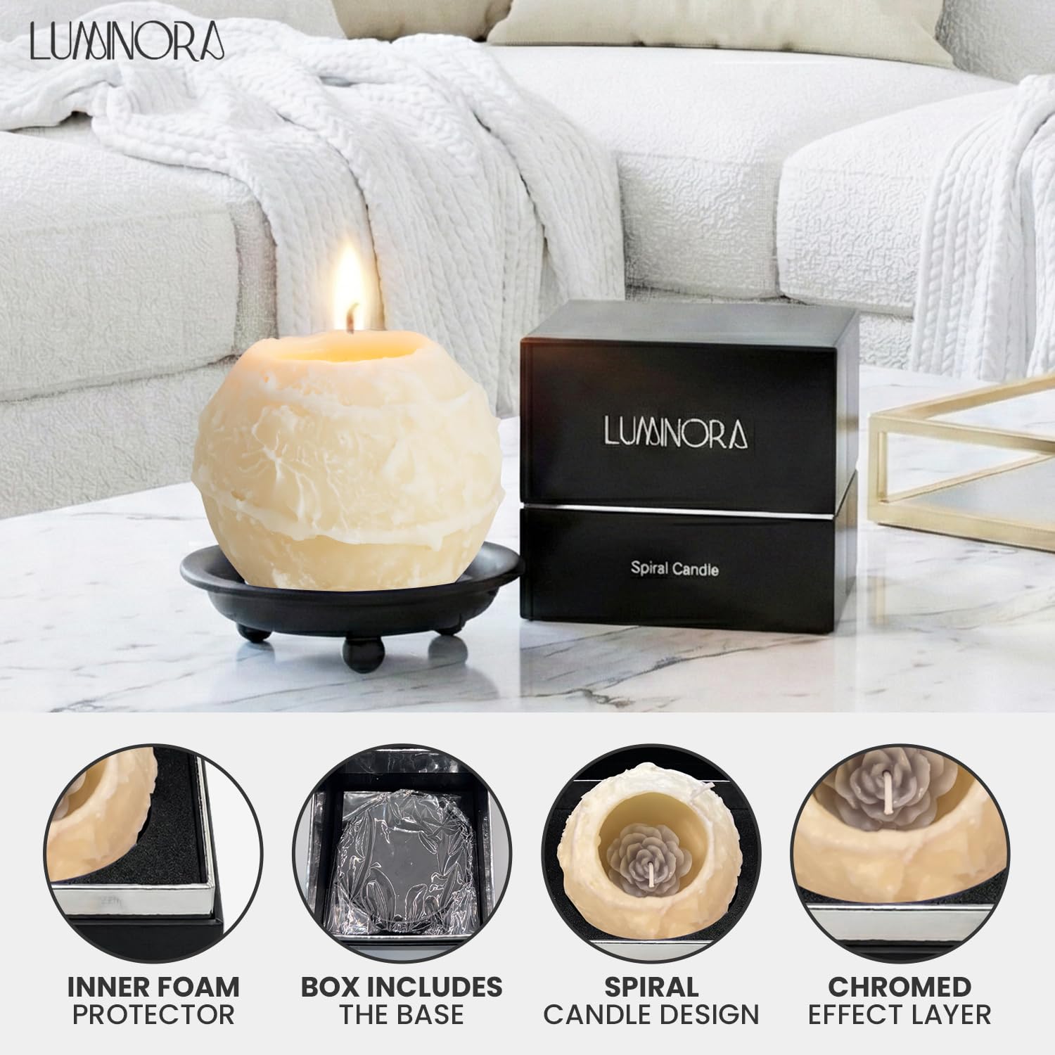INTERGAZE LUMINORA handmade soy candle showcases craftsmanship and clean burn
