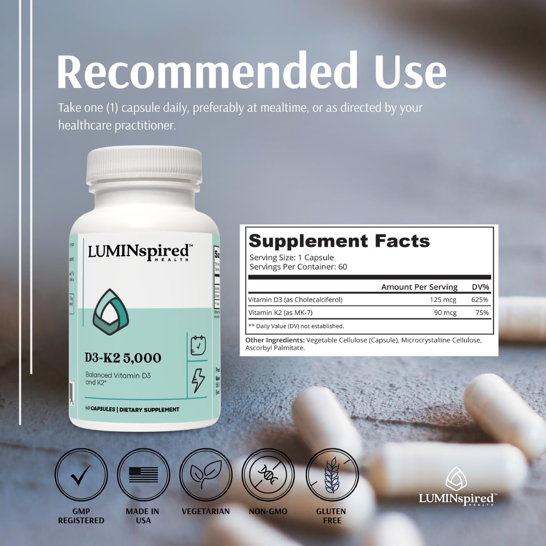 LUMINSPIRED HEALTH bottle on shelf suggesting a daily wellness routine