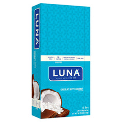 LUNA Bar Chocolate Dipped Coconut front view, gluten-free plant-based snack.
