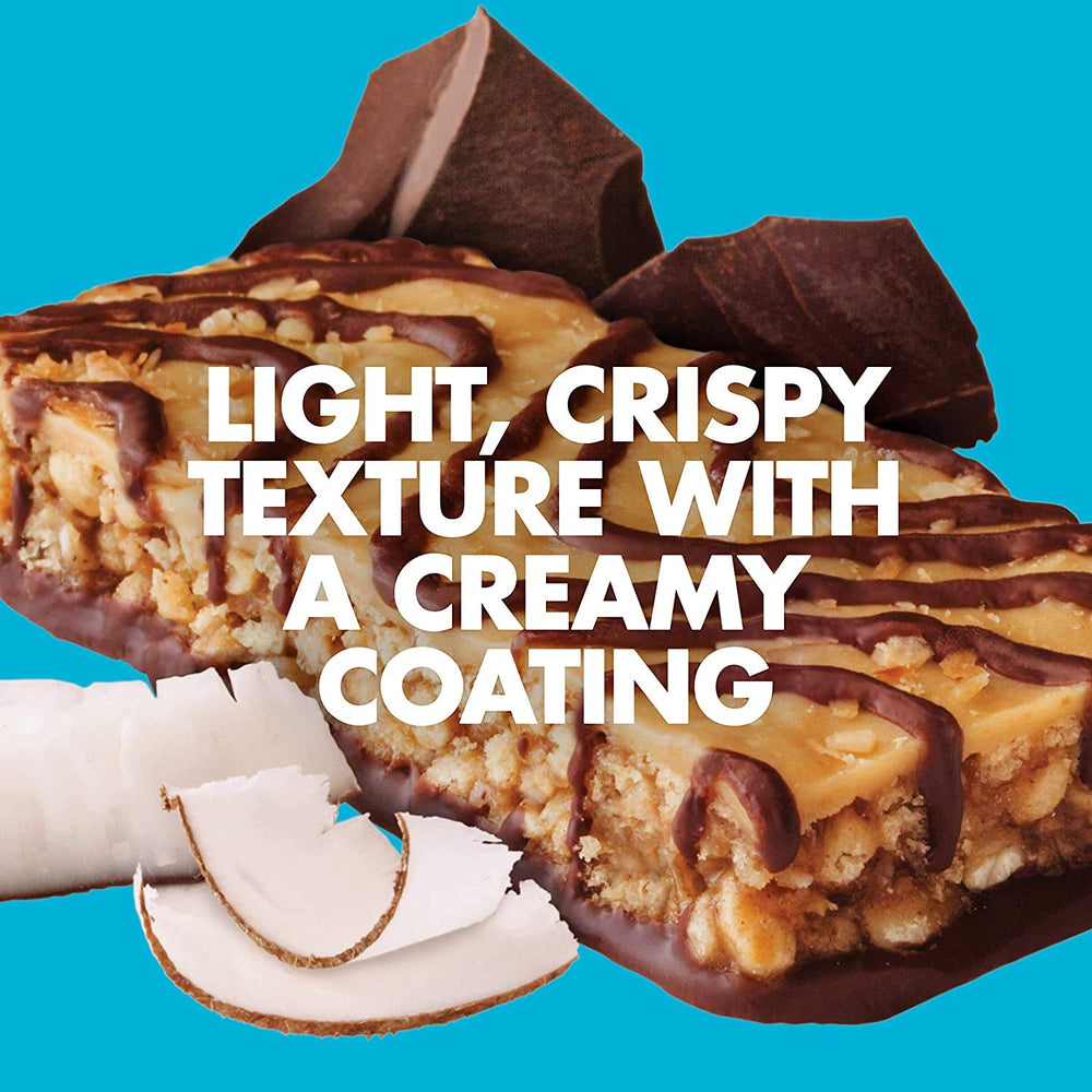 Luna Bar chocolate-dipped-coconut texture offers chewy, satisfying bite.