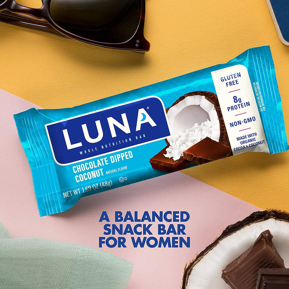 Luna Bar supports plant-based snacking with approachable chocolate coconut flavor.