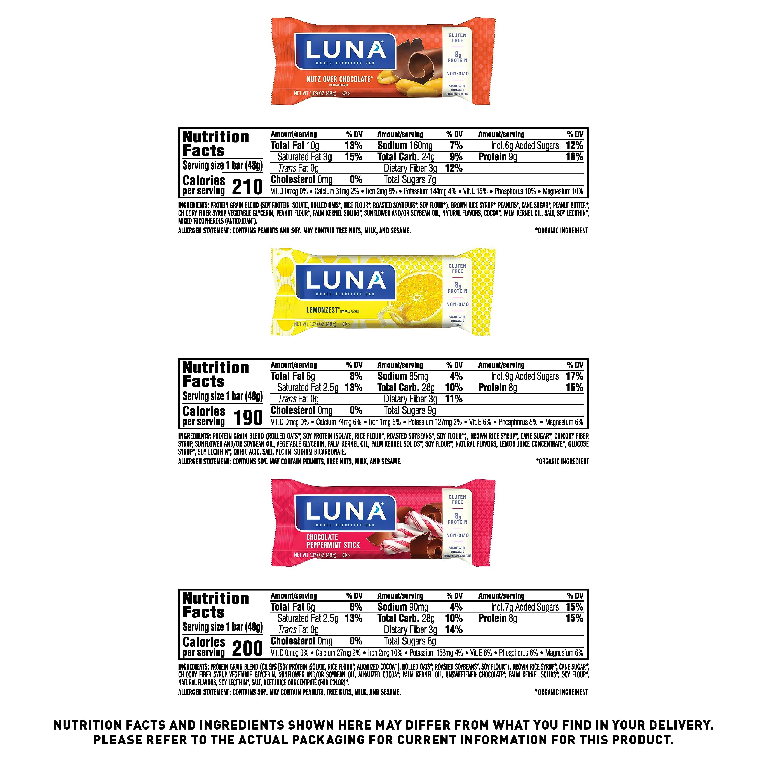 LUNA Bar non-GMO gluten-free label signals clean ingredients