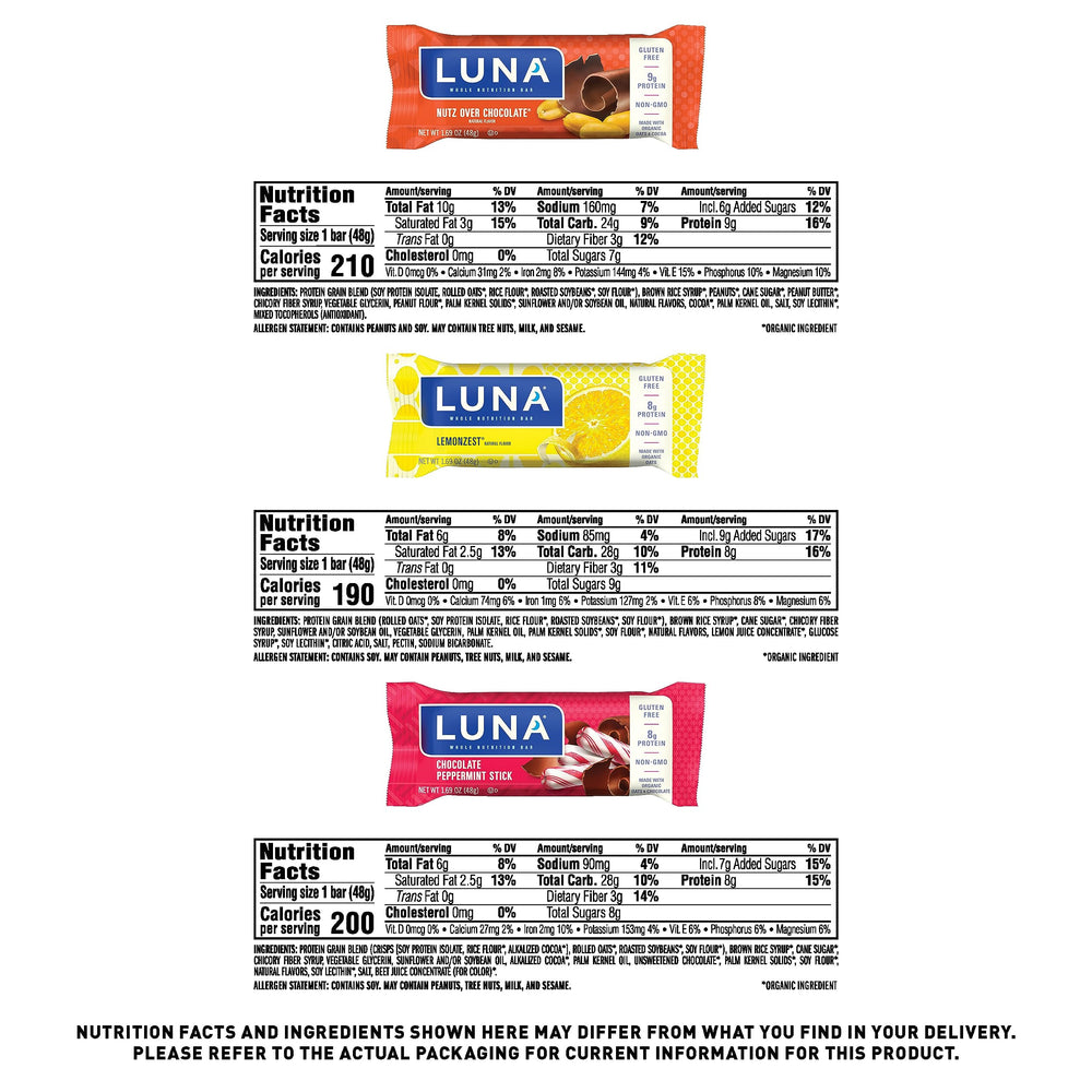 LUNA Bar non-GMO gluten-free label signals clean ingredients