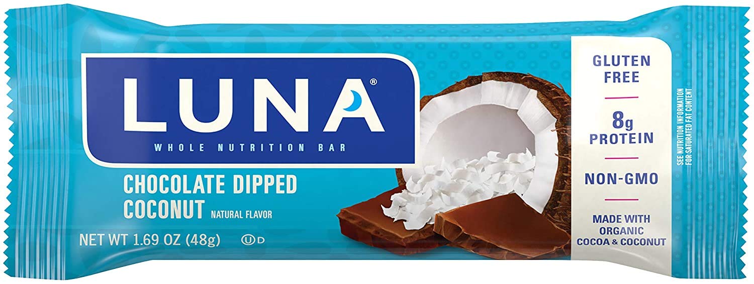 Luna Bar non-GMO plant-based option with coconut aroma and creamy bite.