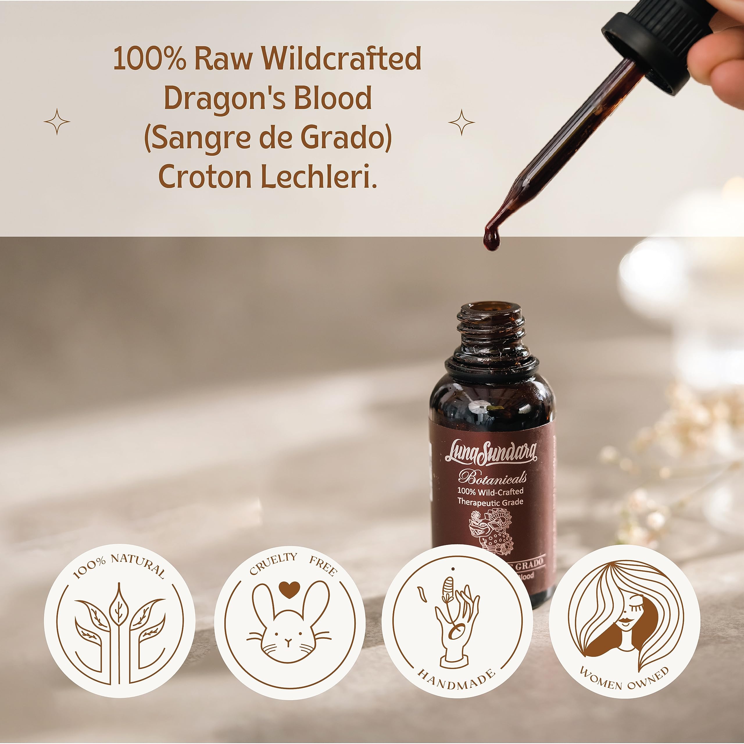 Luna Sundara Dragon Blood elixir resin ready for concentrated applications.