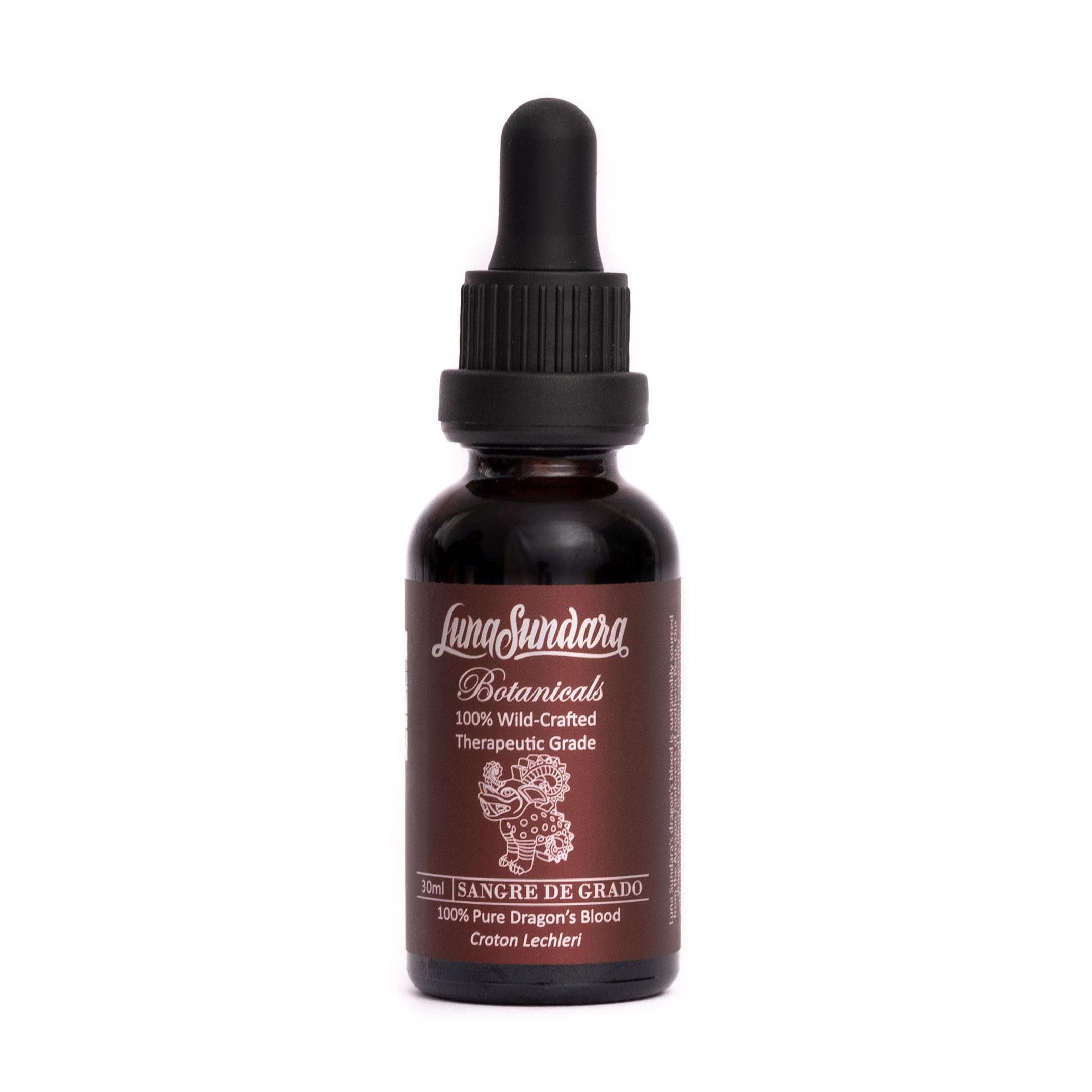 Luna Sundara Dragon Blood resin 1oz bottle for natural skincare and DIY projects.