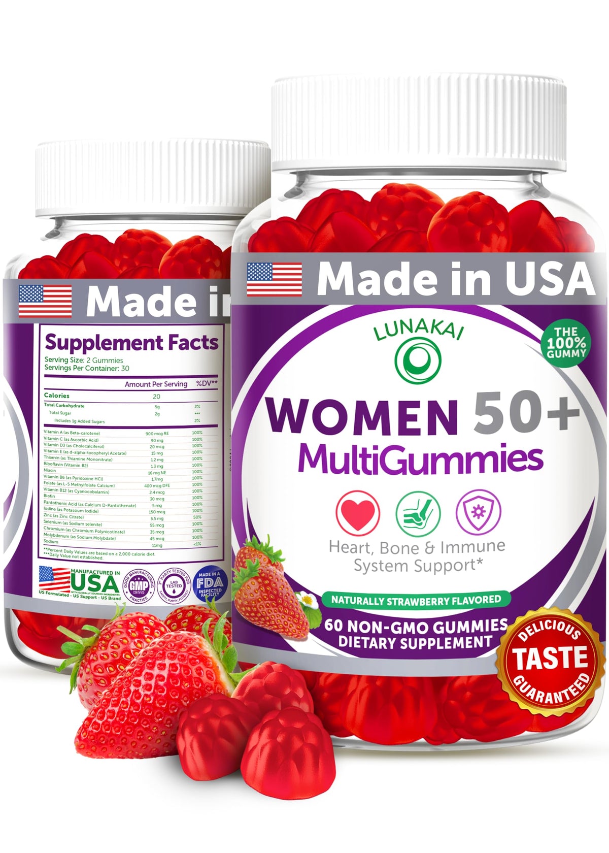 Lunakai 50+ gummies bottle for daily wellness support