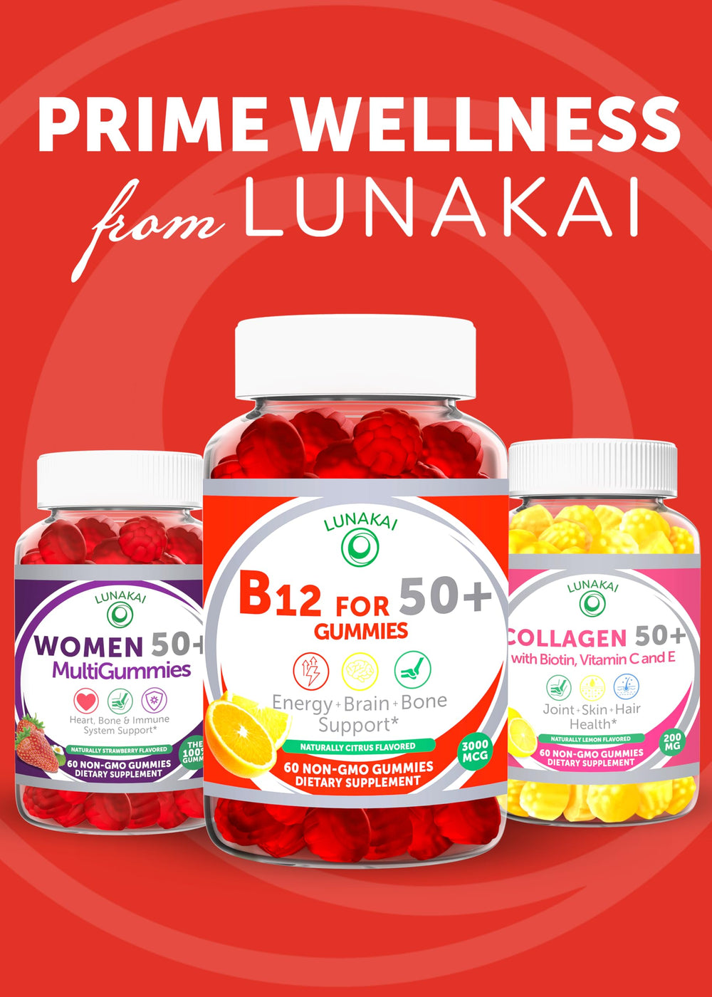 Adult user enjoying Lunakai B12 gummies at home.