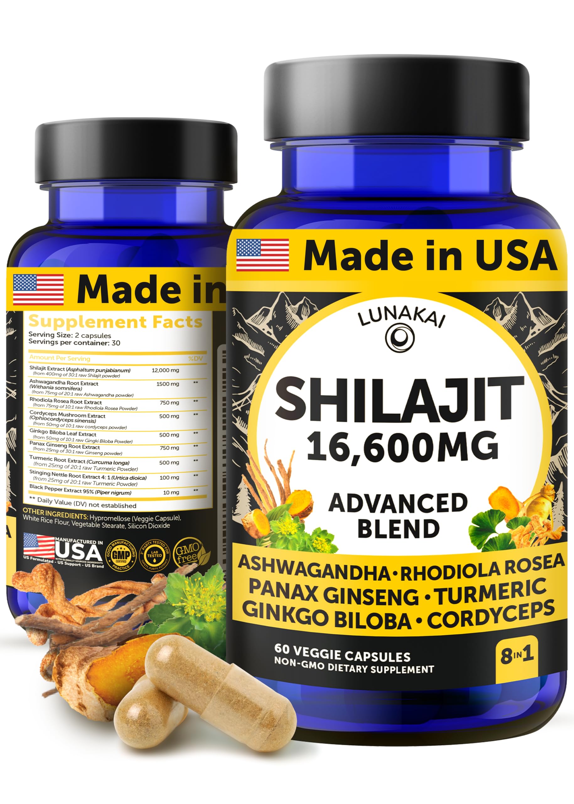 Lunakai bottle pour shilajit capsules for everyday wellness and purity