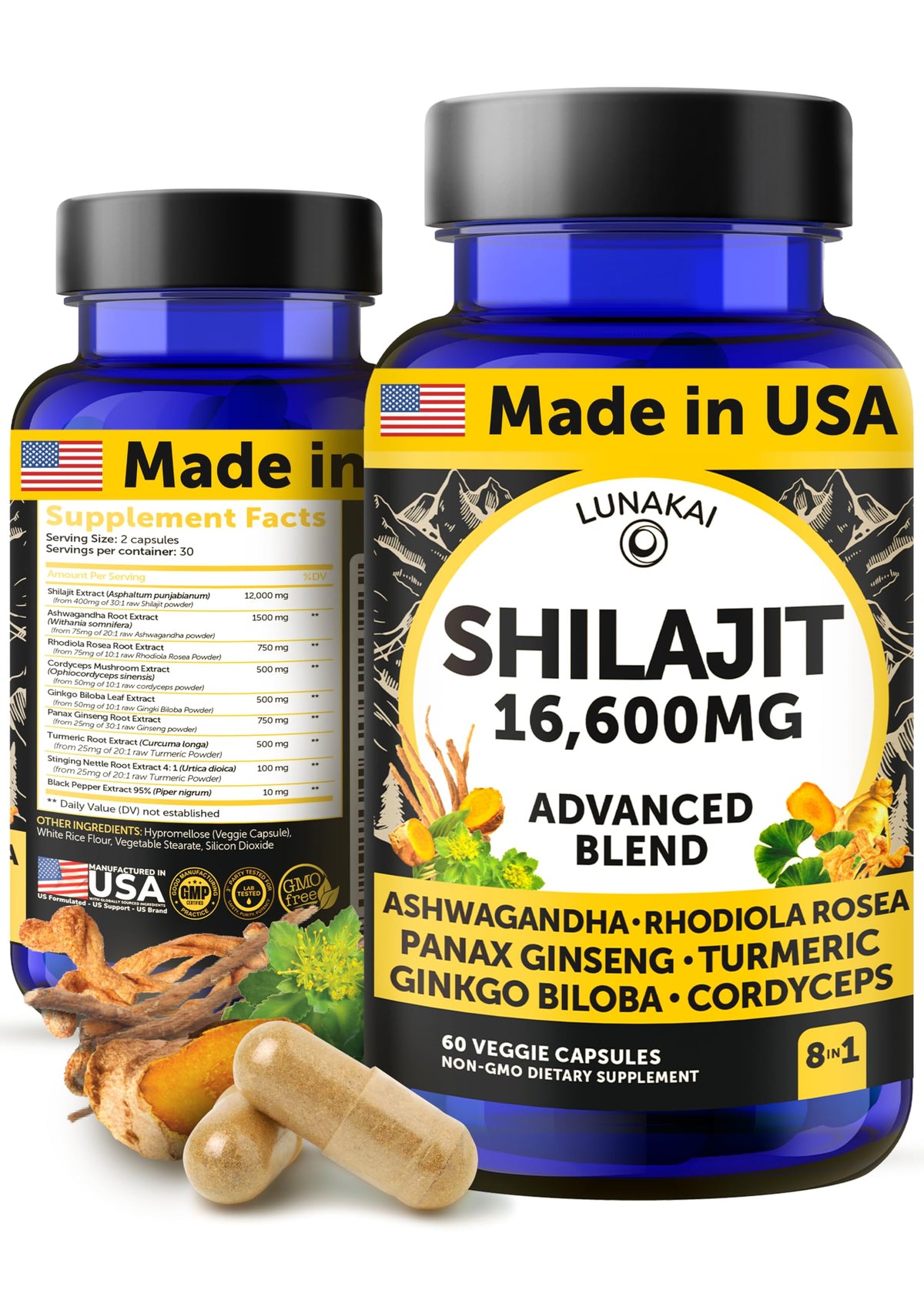 Lunakai bottle pour shilajit capsules for everyday wellness and purity