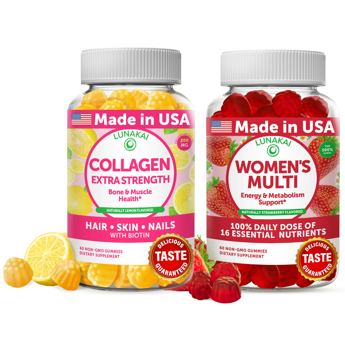 Lunakai collagen gummies bottle for daily skin-support routine