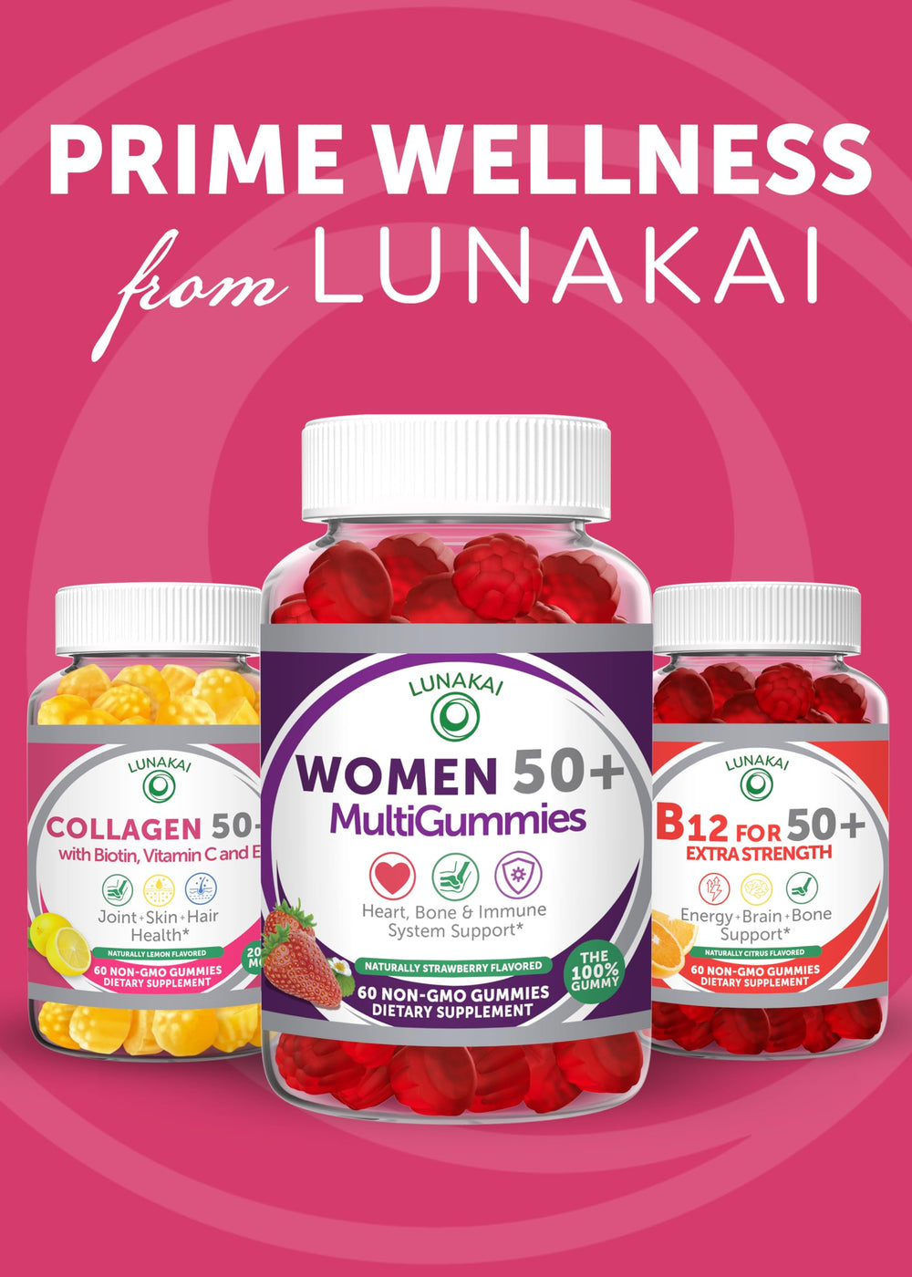 Lunakai collagen gummies USA-made label indicating quality and safety.