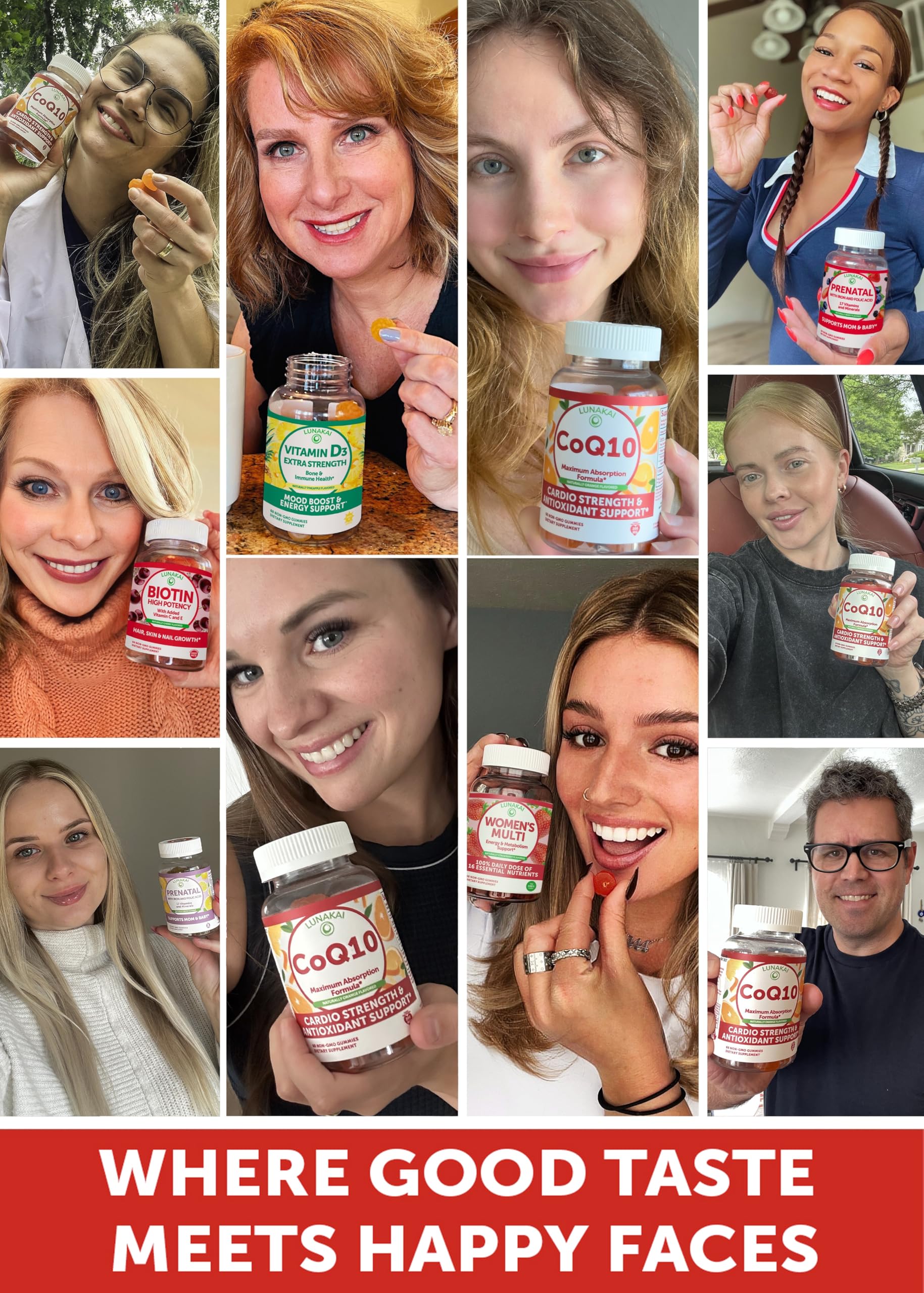 Lunakai CoQ10 gummies 60 count bottle suggests month long wellness routine.