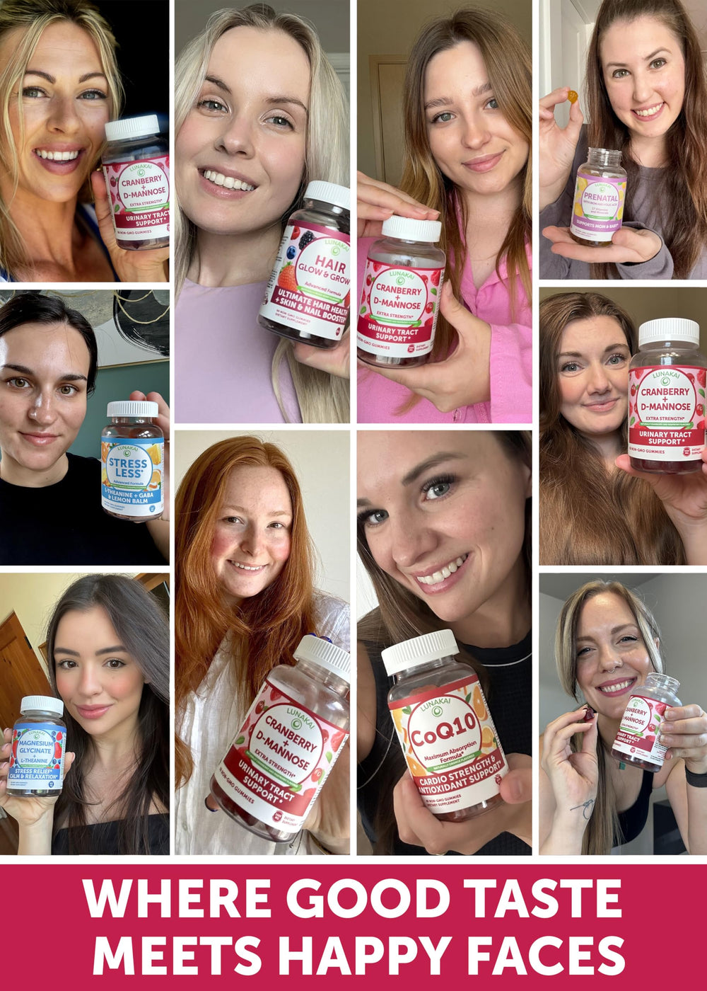 Lunakai Cranberry Gummies package label highlighting ingredients.