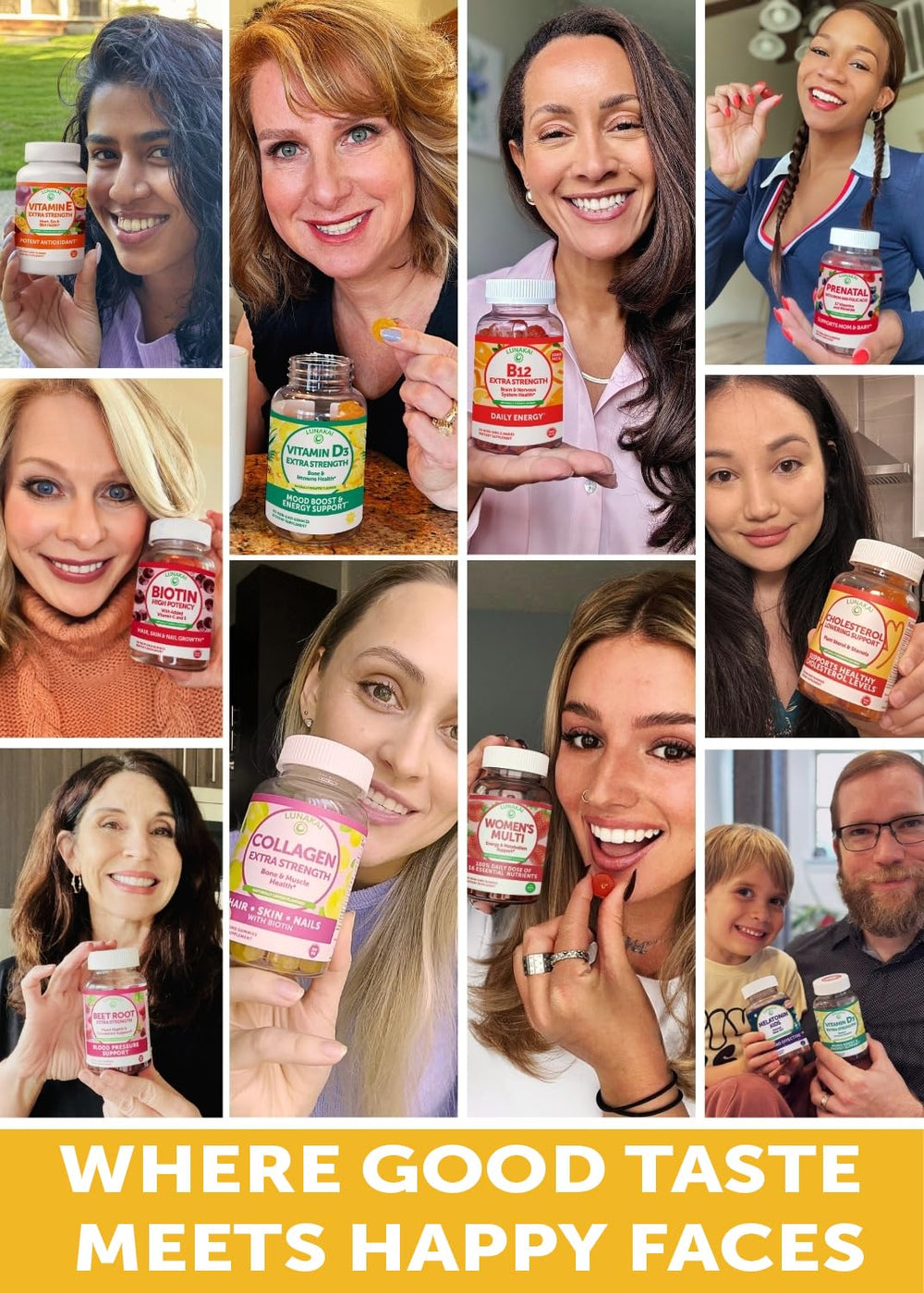 Lunakai D3 gummies on a kitchen counter highlighting gluten-free wellness.
