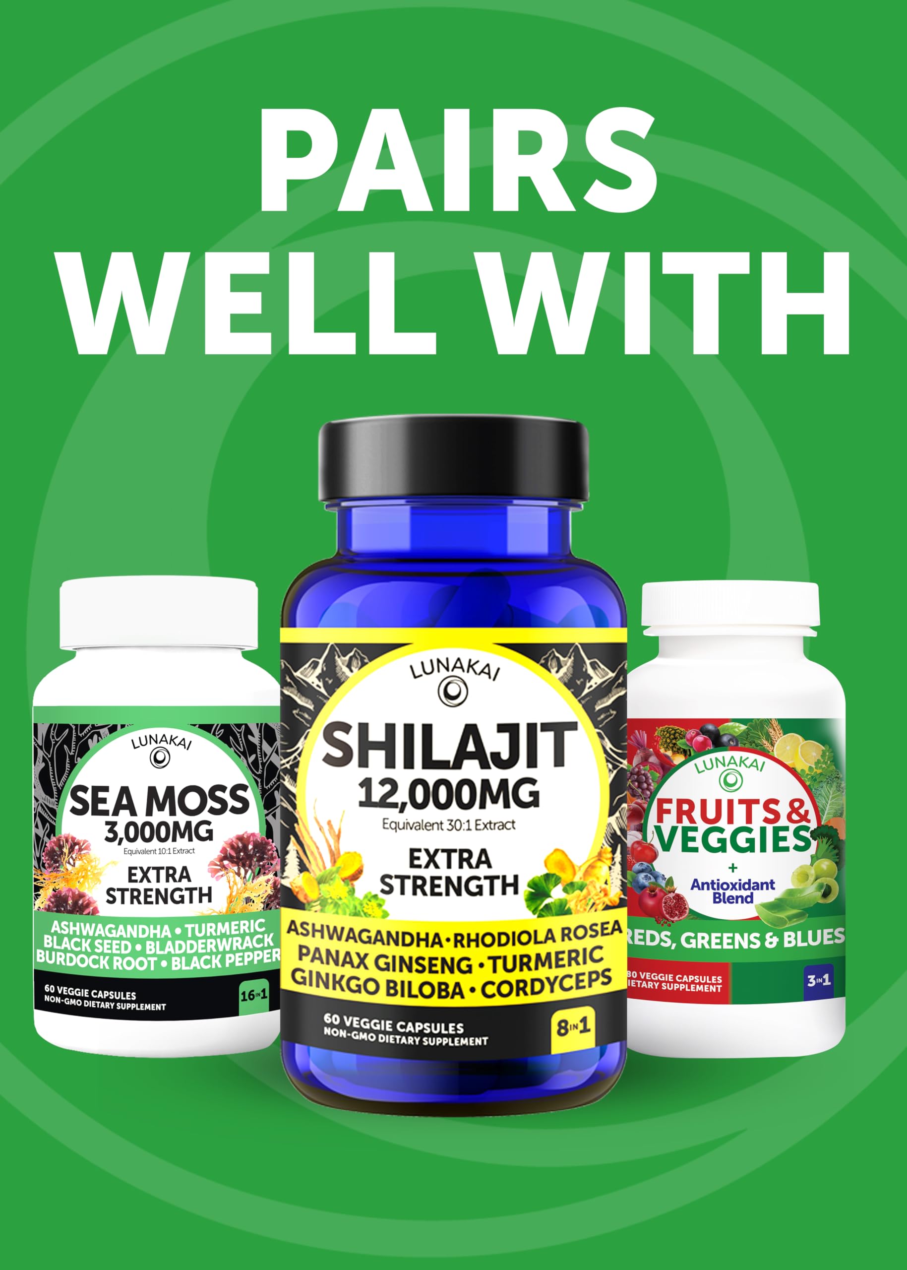 Lunakai daily nutrition capsule image conveys simple, convenient use.