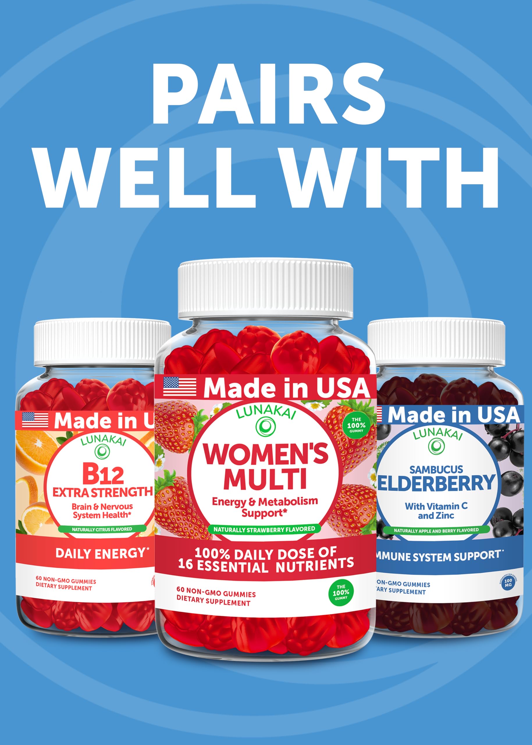 Lunakai family pack with 60 gummies for daily use