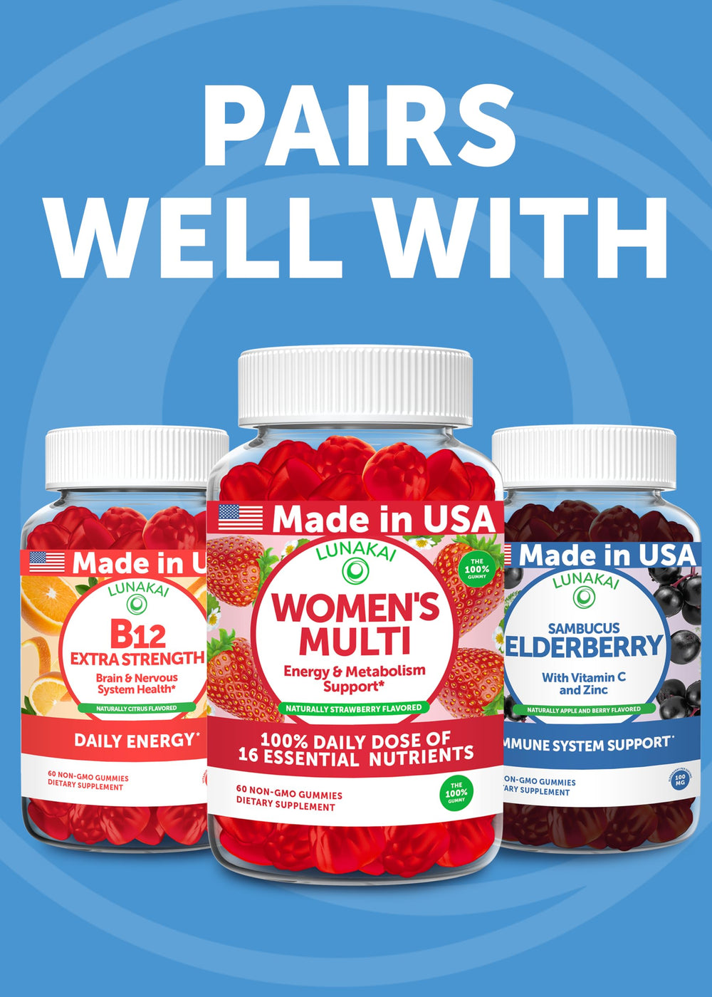 Lunakai family pack with 60 gummies for daily use