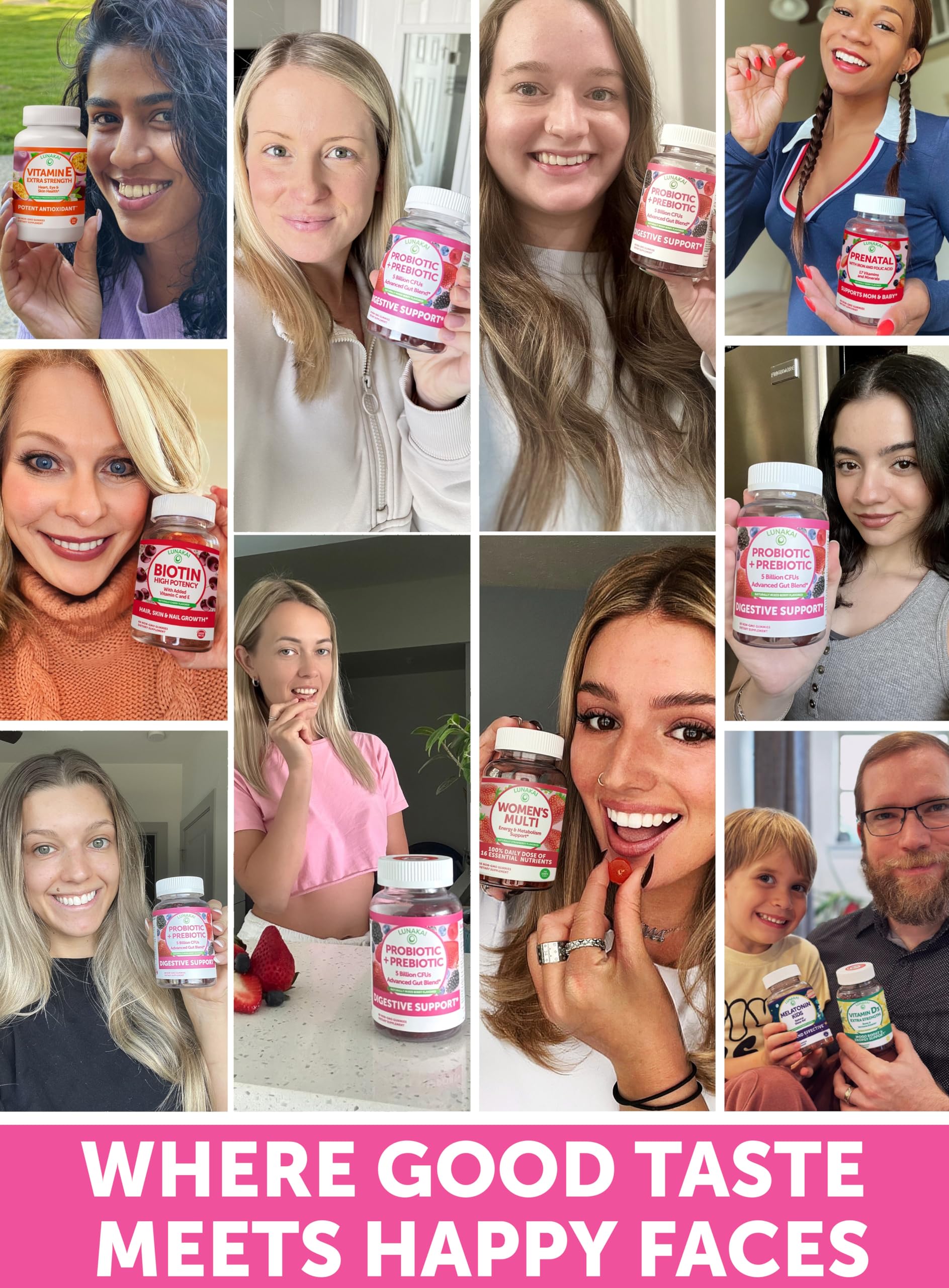 Lunakai gummies with a glass of water for easy daily gut wellness.