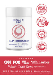 Lunakai Pro GLP-1 label close-up highlighting clean label and USA-made origin.