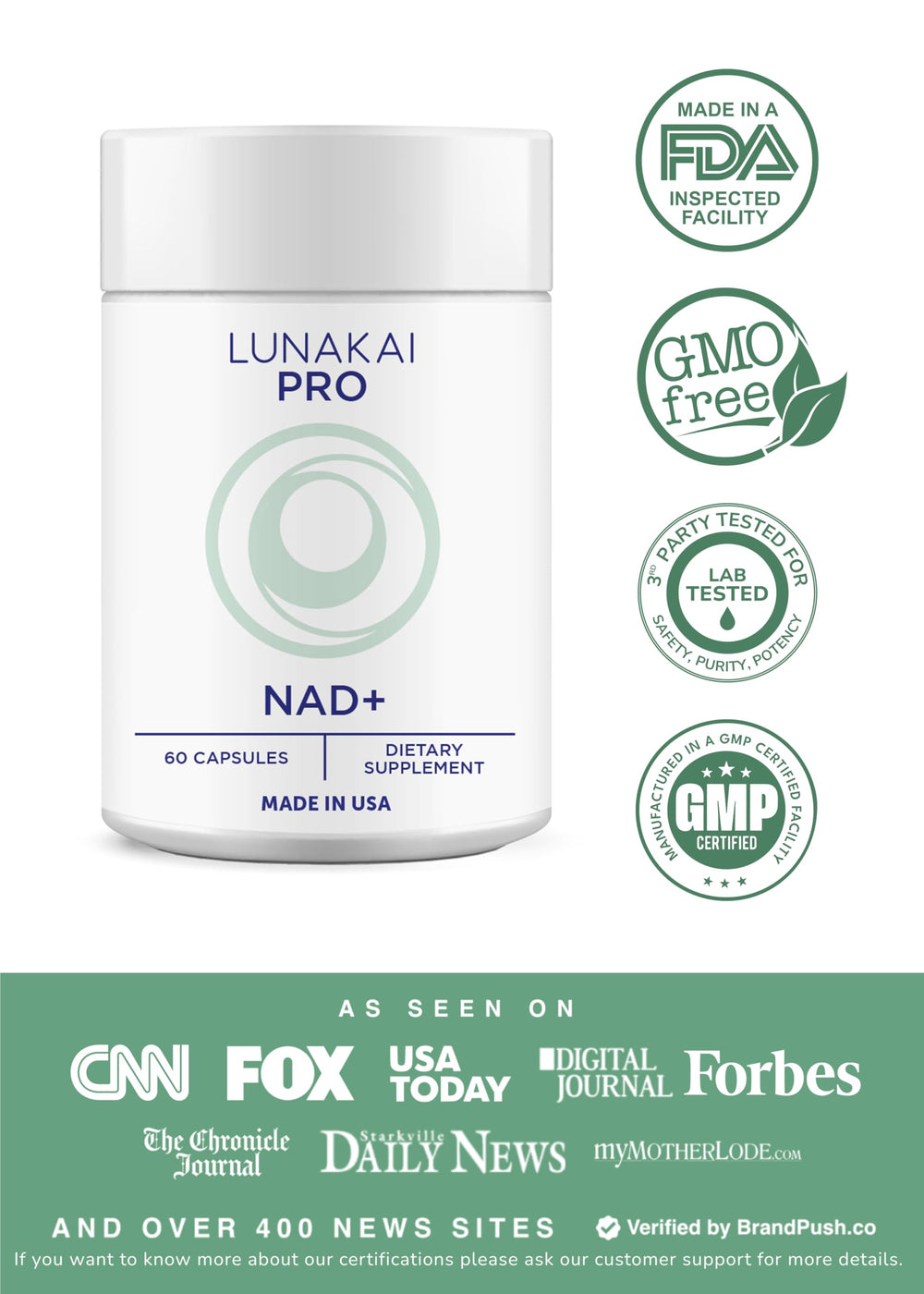 Lunakai PRO capsules close-up illustrates easy twice-daily dosing for consistency.