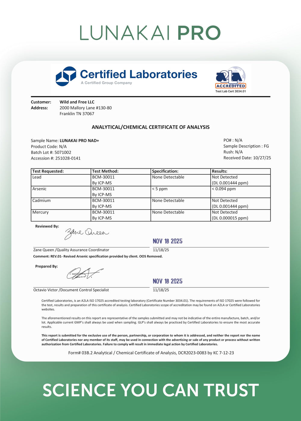 Lunakai PRO packaging shows USA-made quality and careful sourcing.