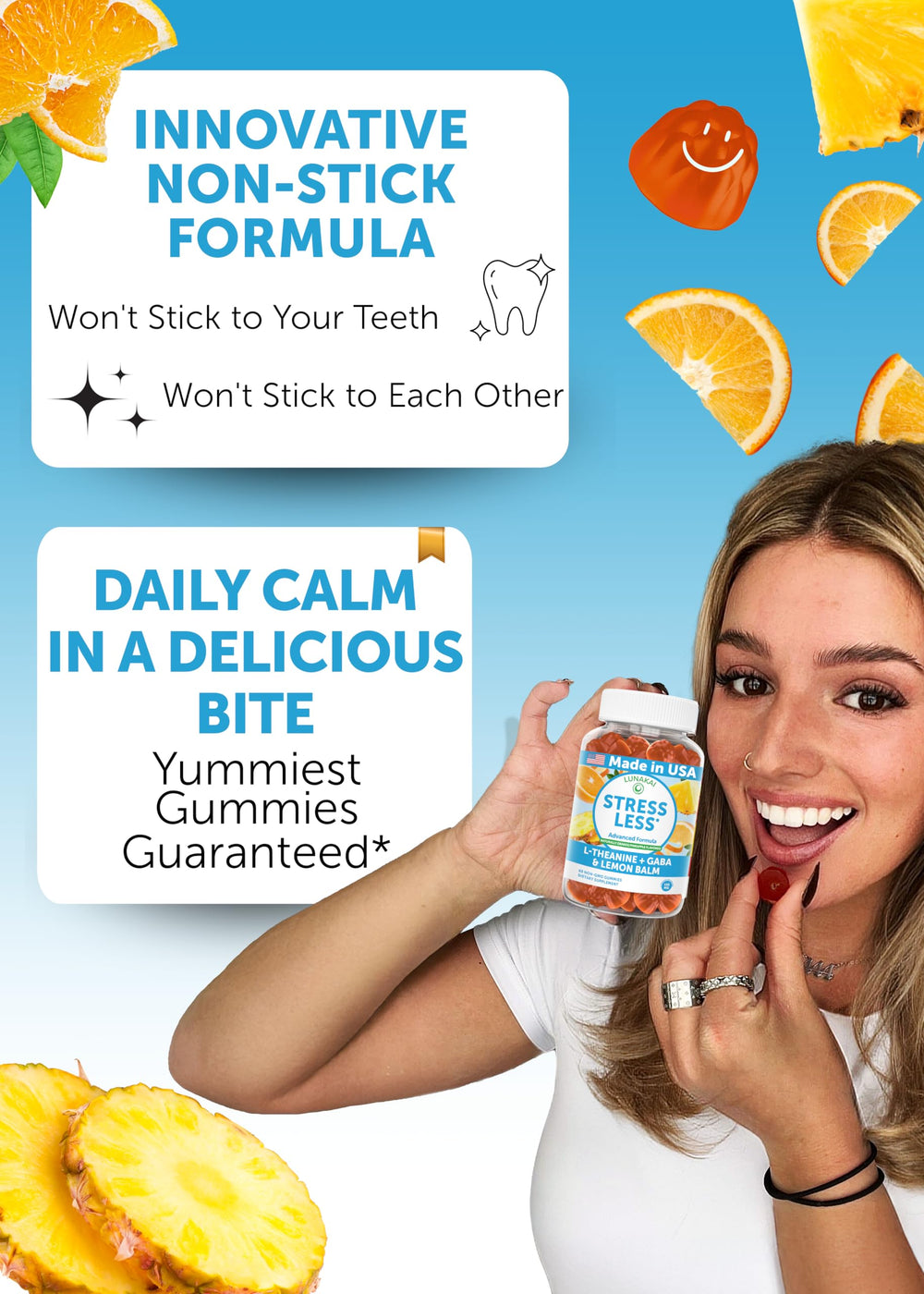 Lunakai stress relief gummies pack ready for on-the-go calm.
