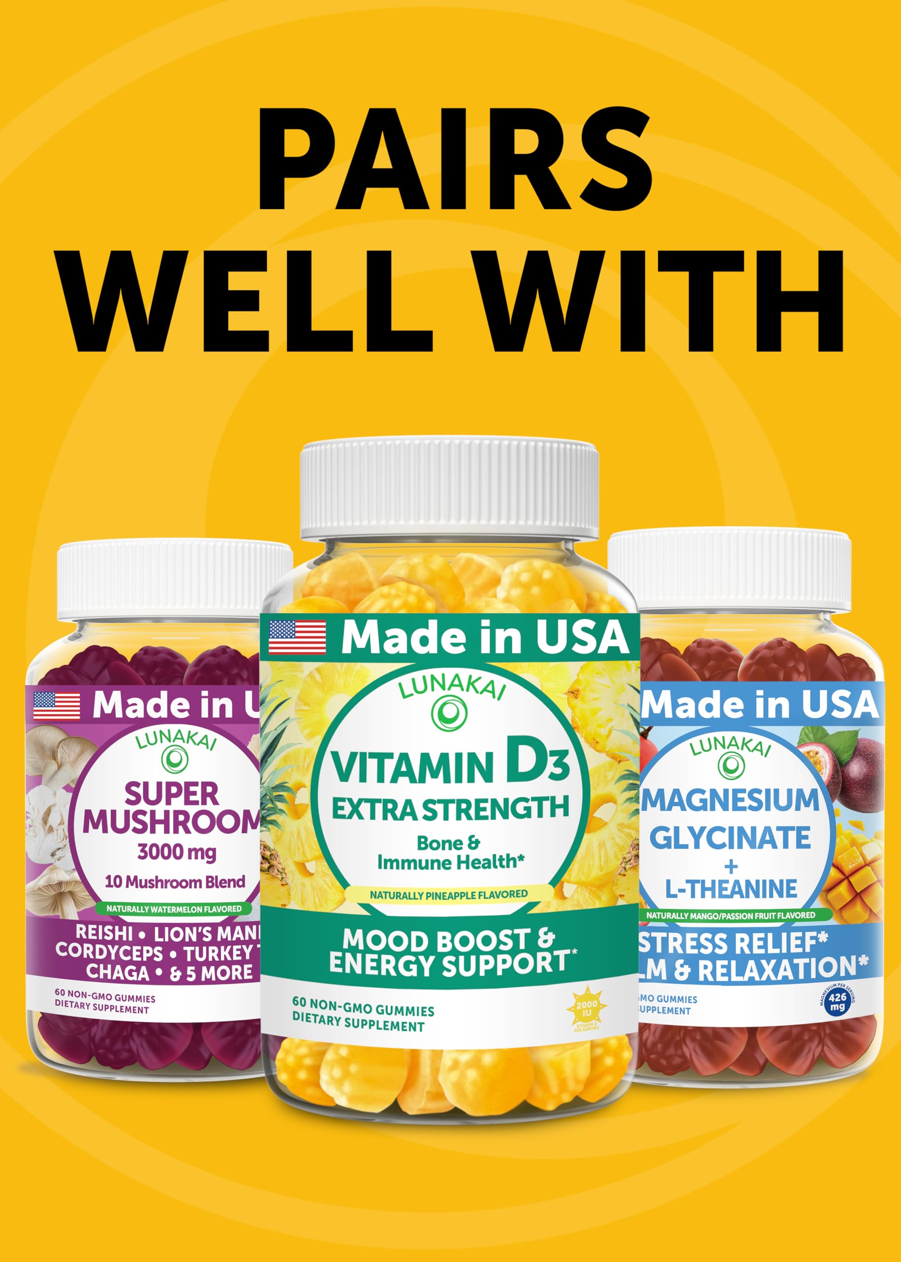 Family-friendly Lunakai gummies in a setting for daily wellness