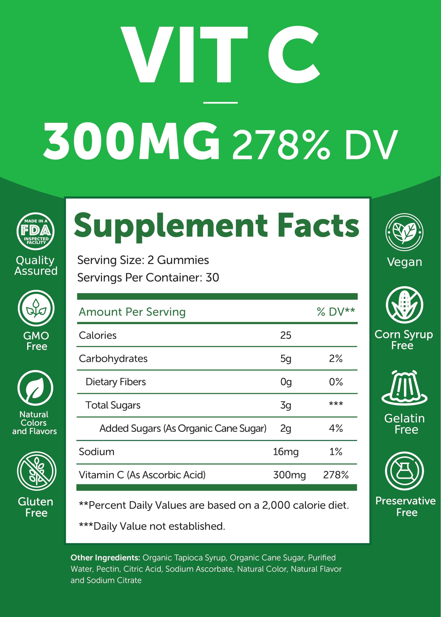 Each Lunakai gummy delivers 300mg vitamin C for daily support